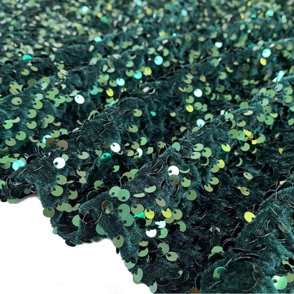 ✨ Custom Handmade EMERALD GREEN Sequin Velvet Velour Wide Leg Palazzo Pants - Picture 4 of 11